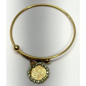 Vintage music note musical rhinestone charm bracelet bangle